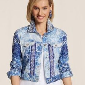 Chico's White Wash Cropped Denim Jacket